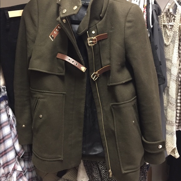 Zara Duffle Military Coat medium green - Picture 3 of 3